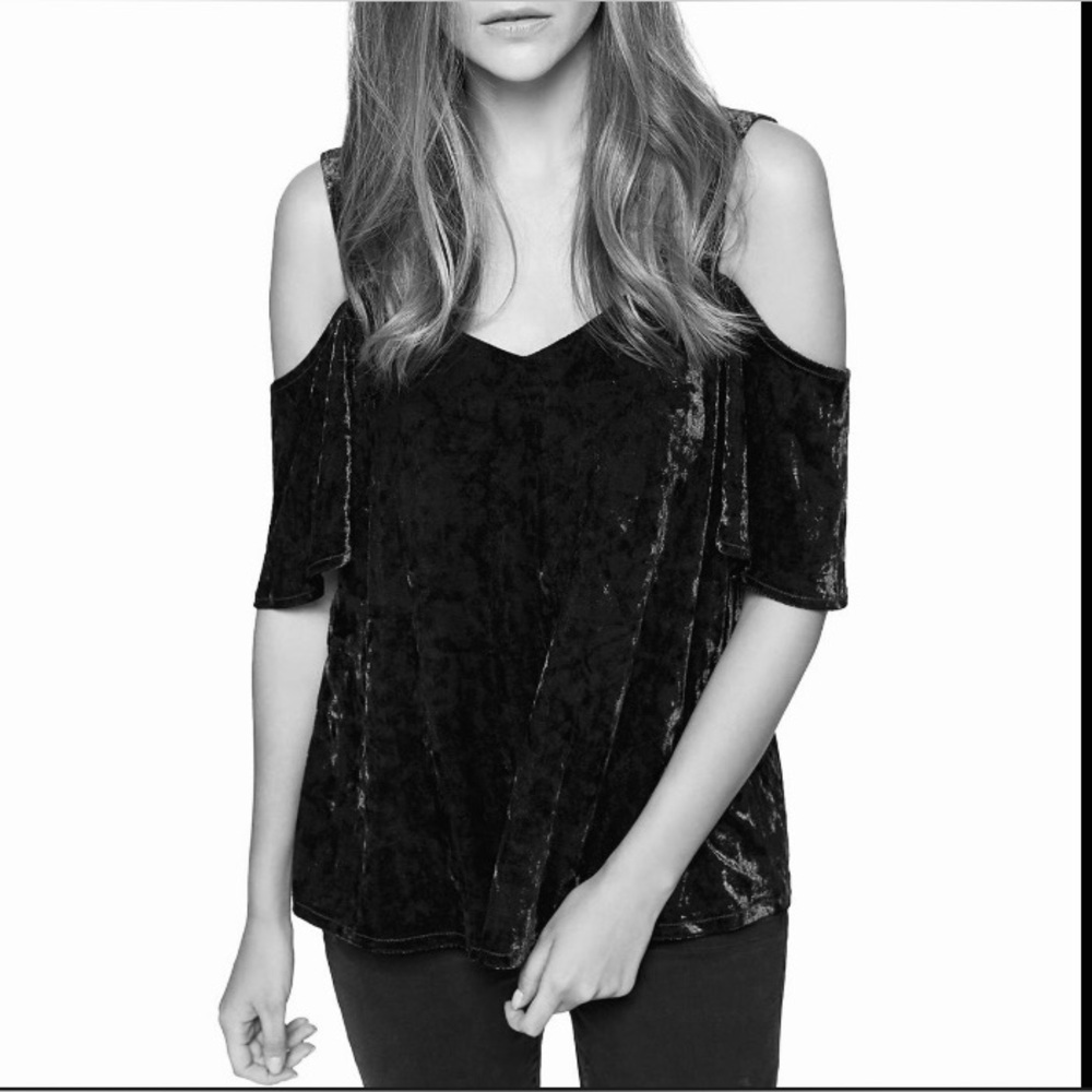 Sanctuary Black Velvet Cold Shoulder Top